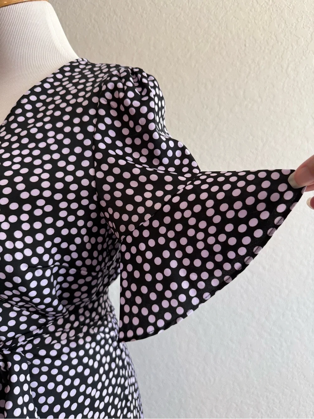 Who What Wear Polka Dot Wrap Midi Dress